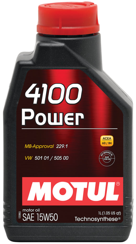 Motul 1L Engine Oil 4100 POWER 15W50 - VW 505 00 501 01 - MB 229.1 (102773)