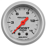 AutoMeter Ultra-Lite 52mm 0-15 PSI Mechanical Boost Gauge (4302)