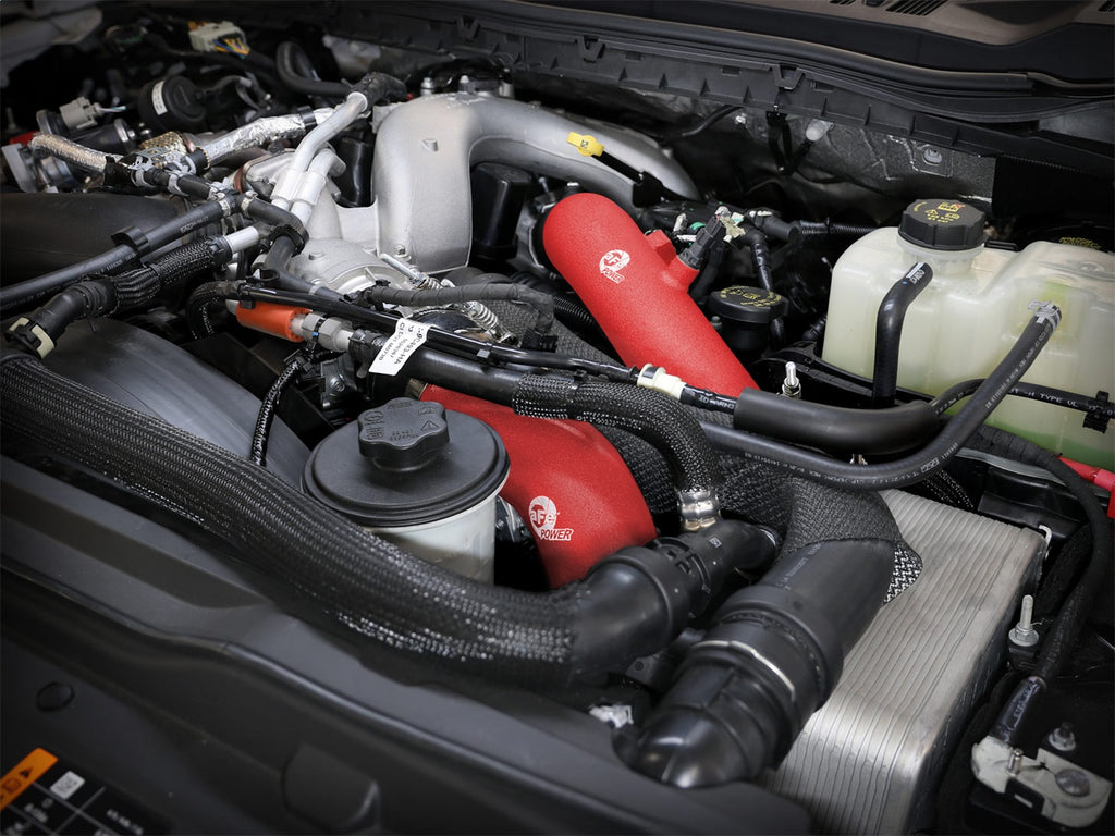 aFe Power 23-25 Ford F250/F350 Super Duty V8-6.7L BladeRunner Aluminum Hot & Cold Charge Pipe Kit - Red (46-20684-R)