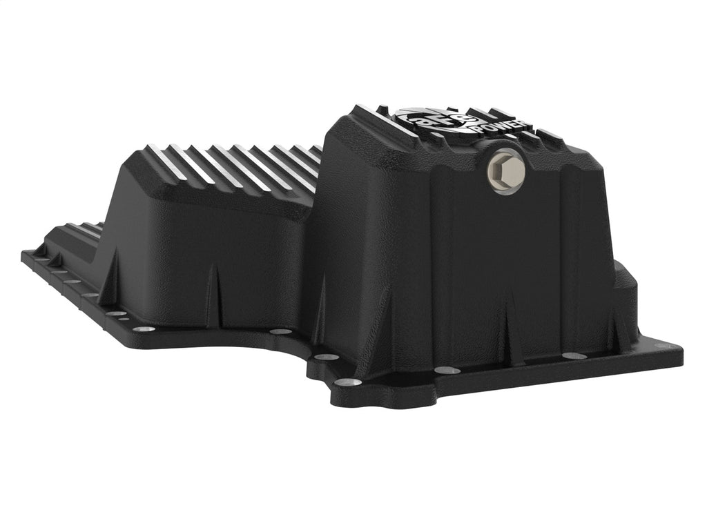 aFe Power 20-25 GM Trucks L6 3.0L Engine Oil Pan - Black w/ Machined Fins (46-71440B)