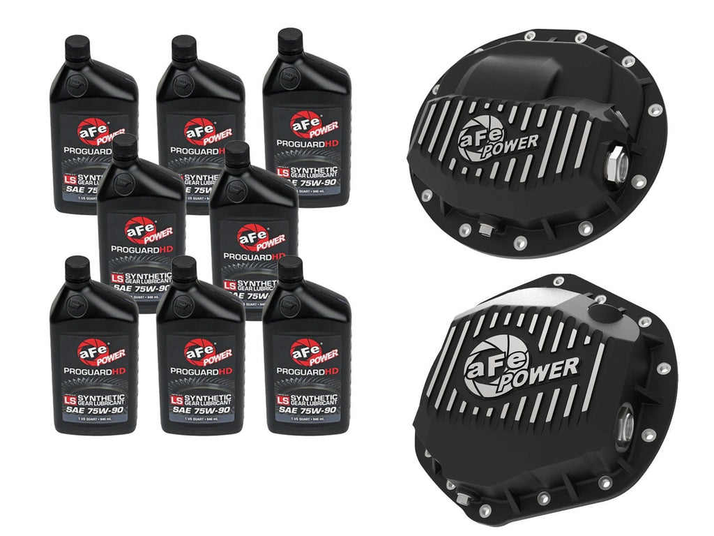 aFe Power Front/Rear Diff Cover Kit w/ Oil 13-18 Dodge L6 Trucks (AAM 9.25-12 & AAM 11.5/12-14) (46-7701AB)