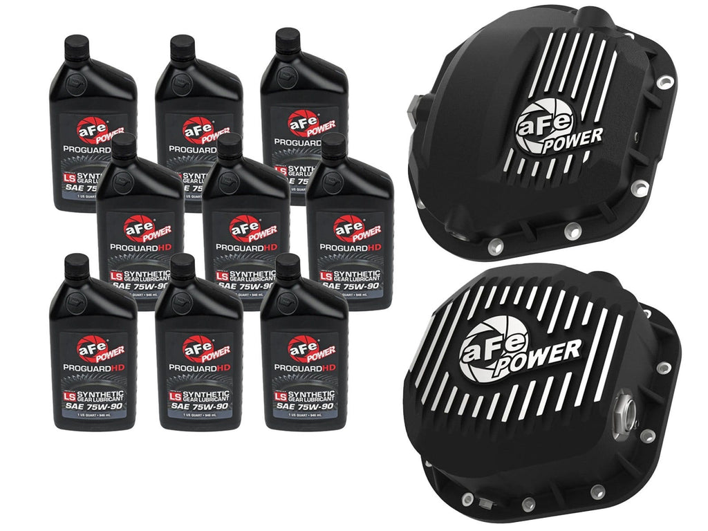 aFe Power Front/Rear Diff Cover Kit w/ Oil 17-22 Ford Diesel V8 (Dana Super 60 & Sterling 10.5-12) (46-7704AB)