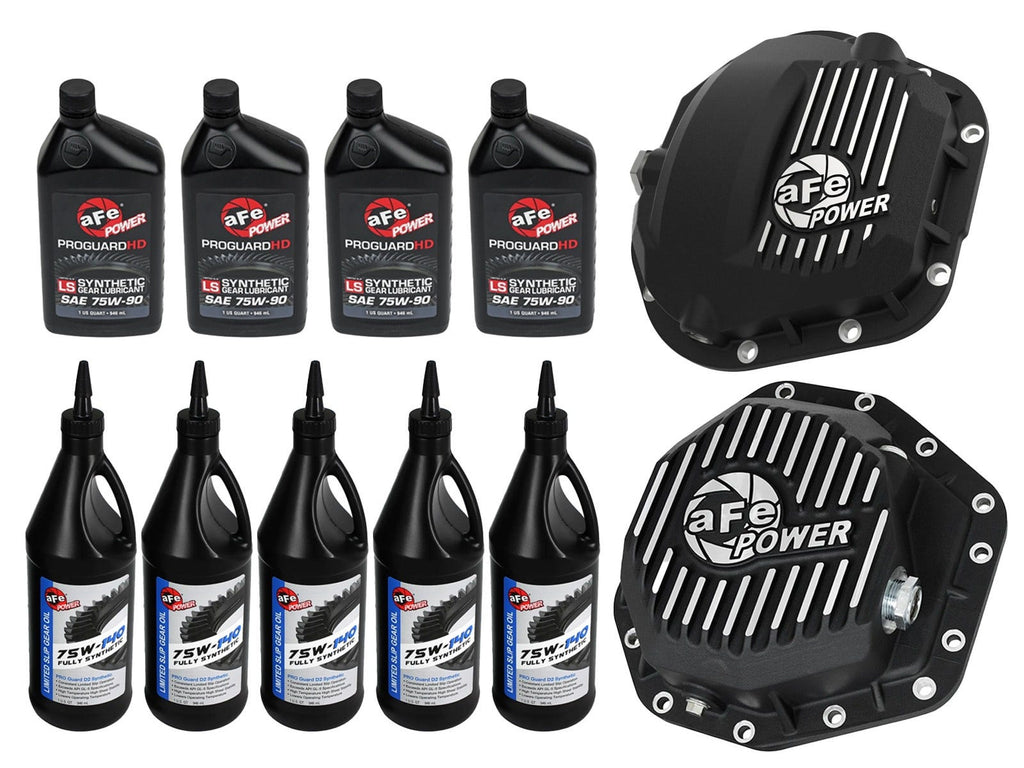 aFe Power Front/Rear Diff Cover Kit w/ Oil 17-22 Ford Diesel V8 (Dana Super 60 & Dana M275-14) (46-7705AB)