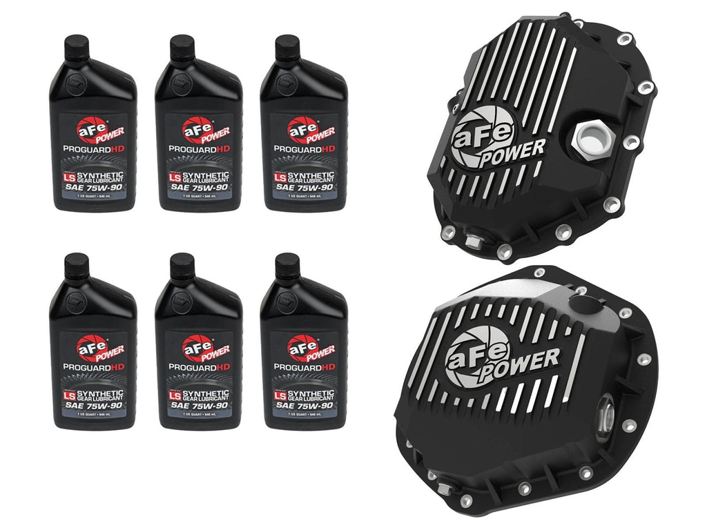 aFe Power Front/Rear Diff Cover Kit w/ Oil 11-19 GM Diesel Trucks V8 (AAM 9.25-12 & AAM 11.5-14) (46-7707AB)