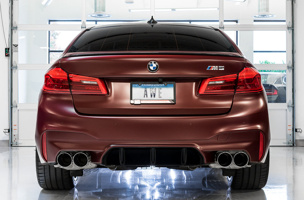 AWE Tuning AWE SwitchPathâ„¢ Axleback Exhaust for BMW F90 M5 - Chrome Silver Tips - 3025-42061