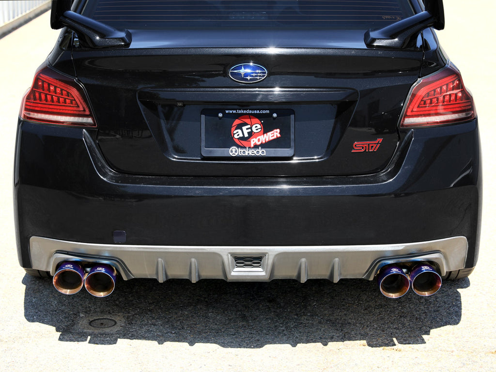 aFe Power Subaru WRX/STi 15-21 H4-2.0/2.5L Takeda 3in to 2-1/2in Stnlss Cat-Back Exhaust w/ Blue Flame Tip (49-36810-L)
