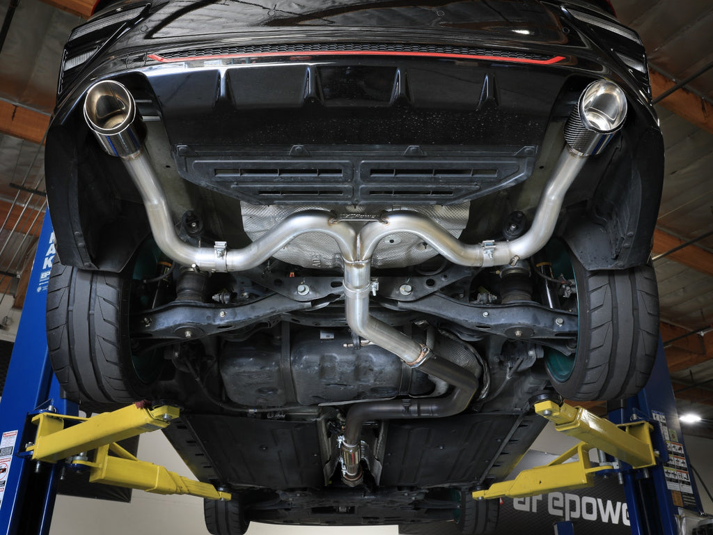 Takeda 20-21 Kia Forte GT 1.6L (t) 3in to 2.5in SS Axle-Back Exhaust System w/ Carbon Fiber Tips (49-37037-C)