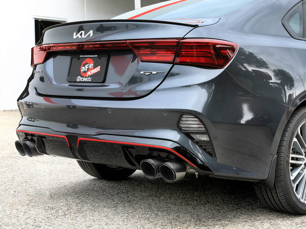 aFe 22-24 Kia Forte GT 1.6L 3in-2.5in 304 Stainless Steel Axle-Back Exhaust w/ Carbon Fiber Tips (49-37039-C)