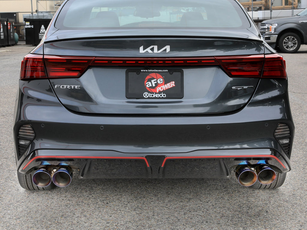 aFe 22-24 Kia Forte GT 1.6L 3in-2.5in 304 Stainless Steel Axle-Back Exhaust w/ Blue Flame Tips (49-37039-L)