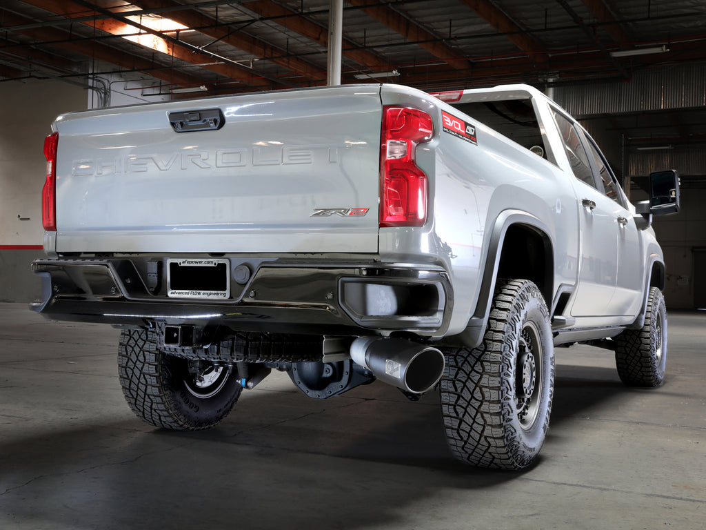 aFe Power Large Bore-HD 5in 409SS DPF-Back Exhaust System w/Blk Tip 24-25 GM Diesel Trucks V8-6.6L(td) L5P (49-44147-B)