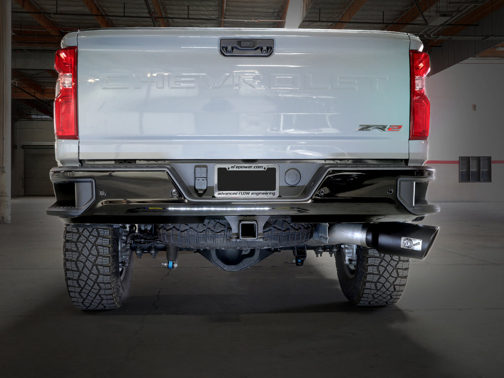 aFe Power Large Bore-HD 5in 409SS DPF-Back Exhaust System w/Blk Tip 24-25 GM Diesel Trucks V8-6.6L(td) L5P (49-44147-B)