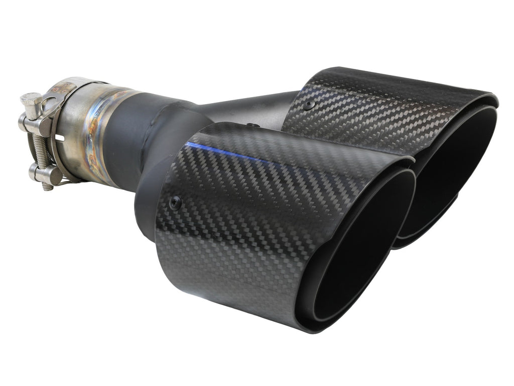 Takeda 2.5in 304 Stainless Steel Clamp-on Exhaust Tip Passenger Side 2.5in Inlet 4inDual-Carbon (49T25480-C121)