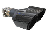 Takeda 2.5in 304 Stainless Steel Clamp-on Exhaust Tip Passenger Side 2.5in Inlet 4inDual-Carbon (49T25480-C121)