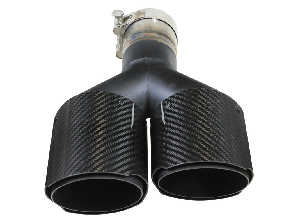 Takeda 2.5in 304 Stainless Steel Clamp-on Exhaust Tip Passenger Side 2.5in Inlet 4inDual-Carbon (49T25480-C121)