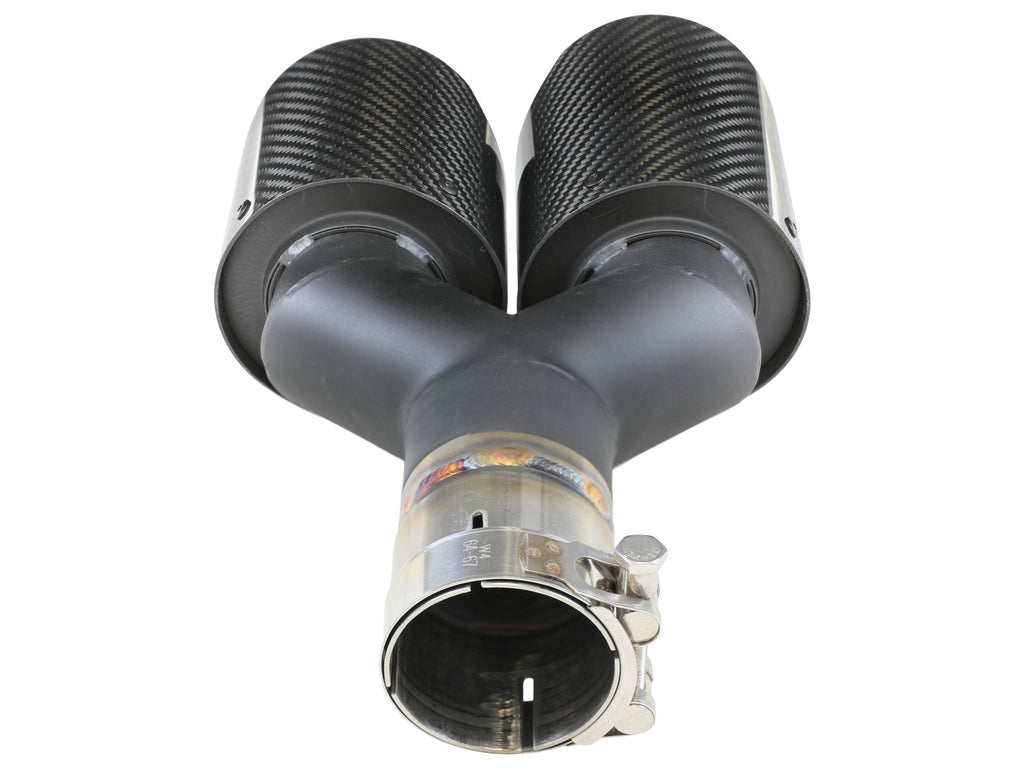 Takeda 2.5in 304 Stainless Steel Clamp-on Exhaust Tip Passenger Side 2.5in Inlet 4inDual-Carbon (49T25480-C121)