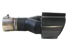 Load image into Gallery viewer, Takeda 2.5in 304 Stainless Steel Clamp-on Exhaust Tip Driver side 2.5in Inlet 4in Dual-Carbon (49T25480-C122)