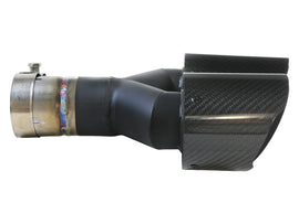 Takeda 2.5in 304 Stainless Steel Clamp-on Exhaust Tip Driver side 2.5in Inlet 4in Dual-Carbon (49T25480-C122)