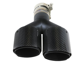 Takeda 2.5in 304 Stainless Steel Clamp-on Exhaust Tip Driver side 2.5in Inlet 4in Dual-Carbon (49T25480-C122)