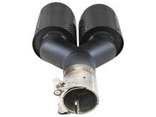 Load image into Gallery viewer, Takeda 2.5in 304 Stainless Steel Clamp-on Exhaust Tip Driver side 2.5in Inlet 4in Dual-Carbon (49T25480-C122)