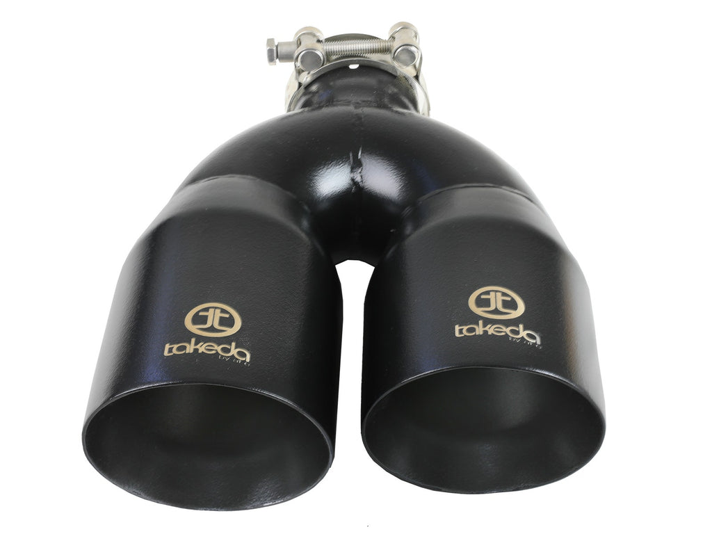 Takeda 2.5in 304 Stainless Steel Clamp-on Exhaust Tip Passenger Side 2.5in Inlet 4inDual - Black (49T25484-B121)