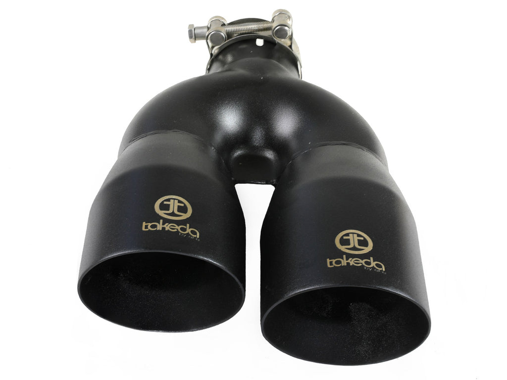 Takeda 2.5in 304 Stainless Steel Clamp-on Exhaust Tip Driver Side 2.5in Inlet 4inDual-Black (49T25484-B122)