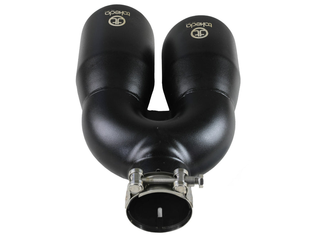 Takeda 2.5in 304 Stainless Steel Clamp-on Exhaust Tip Driver Side 2.5in Inlet 4inDual-Black (49T25484-B122)