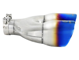 Takeda 2.5in 304 Stainless Steel Clamp-on Exhaust Tip Driver Side 2.5in Inlet 4inDual-Blue Flame (49T25484-L122)