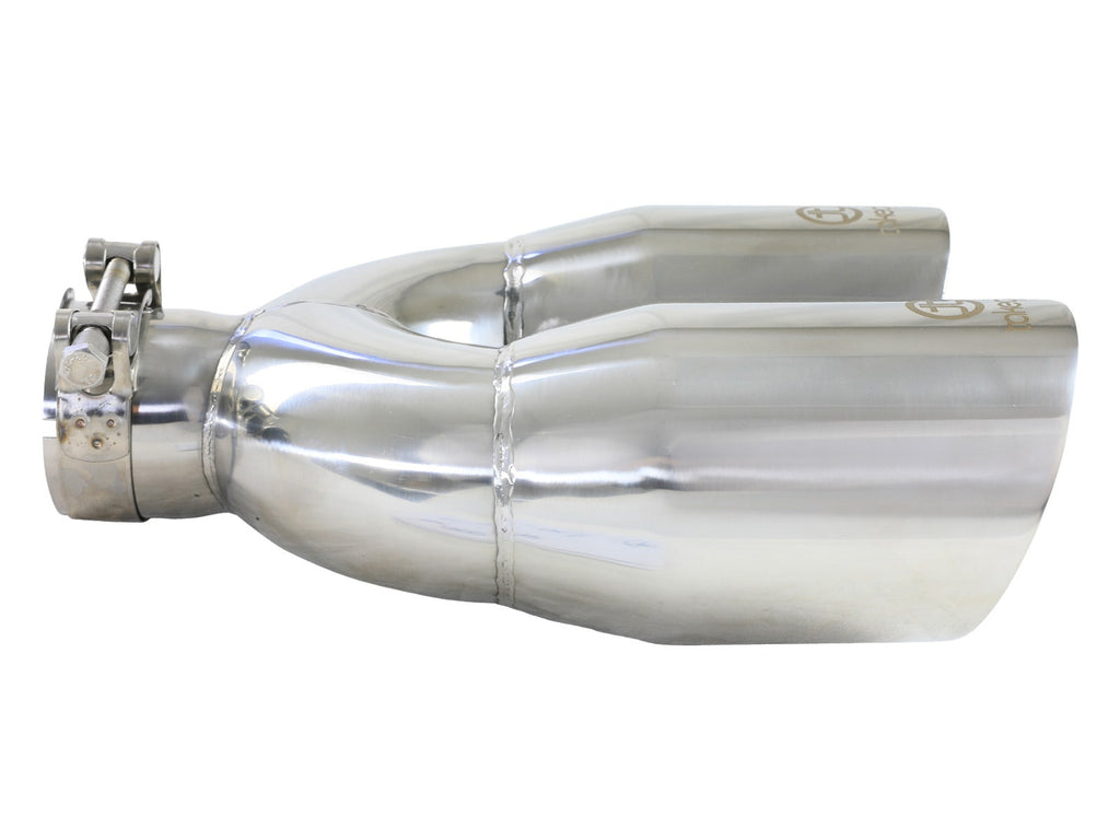 Takeda 2.5in 304 Stainless Steel Clamp-on Tip Passenger Side 2.5in Inlet 4inDual - Polished (49T25484-P121)