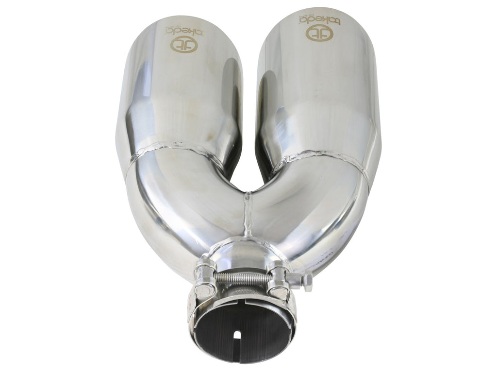 Takeda 2.5in 304 Stainless Steel Clamp-on Tip Passenger Side 2.5in Inlet 4inDual - Polished (49T25484-P121)