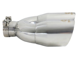 Takeda 2.5in 304 Stainless Steel Clamp-on Exhaust Tip Drivers Side 2.5in Inlet 4inDual- Polished (49T25484-P122)