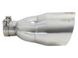 Takeda 2.5in 304 Stainless Steel Clamp-on Exhaust Tip Drivers Side 2.5in Inlet 4inDual- Polished (49T25484-P122)