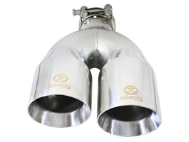 Takeda 2.5in 304 Stainless Steel Clamp-on Exhaust Tip Drivers Side 2.5in Inlet 4inDual- Polished (49T25484-P122)