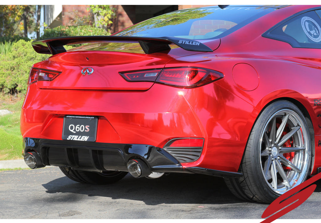 Infiniti Q60 3.0t Cat-Back Exhaust System Carbon Tips 17-21 Infiniti Q60 3.0t Stillen