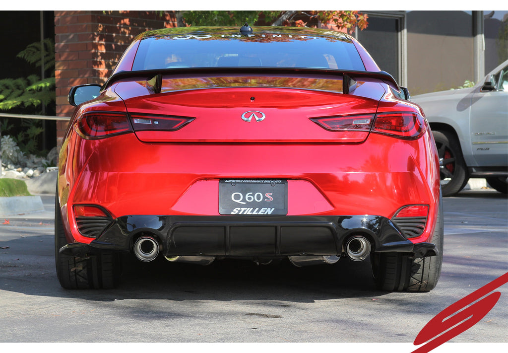 Infiniti Q60 3.0t Cat-Back Exhaust System Carbon Tips 17-21 Infiniti Q60 3.0t Stillen