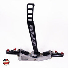 Load image into Gallery viewer, Nameless Performance Two Way Staging/Cutting Handbrake - Long (18") Black Handle - Dual Master Cylinders (NPHBPP-18-BLA-PAS750B)