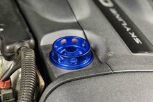 Load image into Gallery viewer, HPS Performance Anodized billet aluminum oil cap, M32x3.5, 14mm tall thread, 35mm total height (5269-108BL)