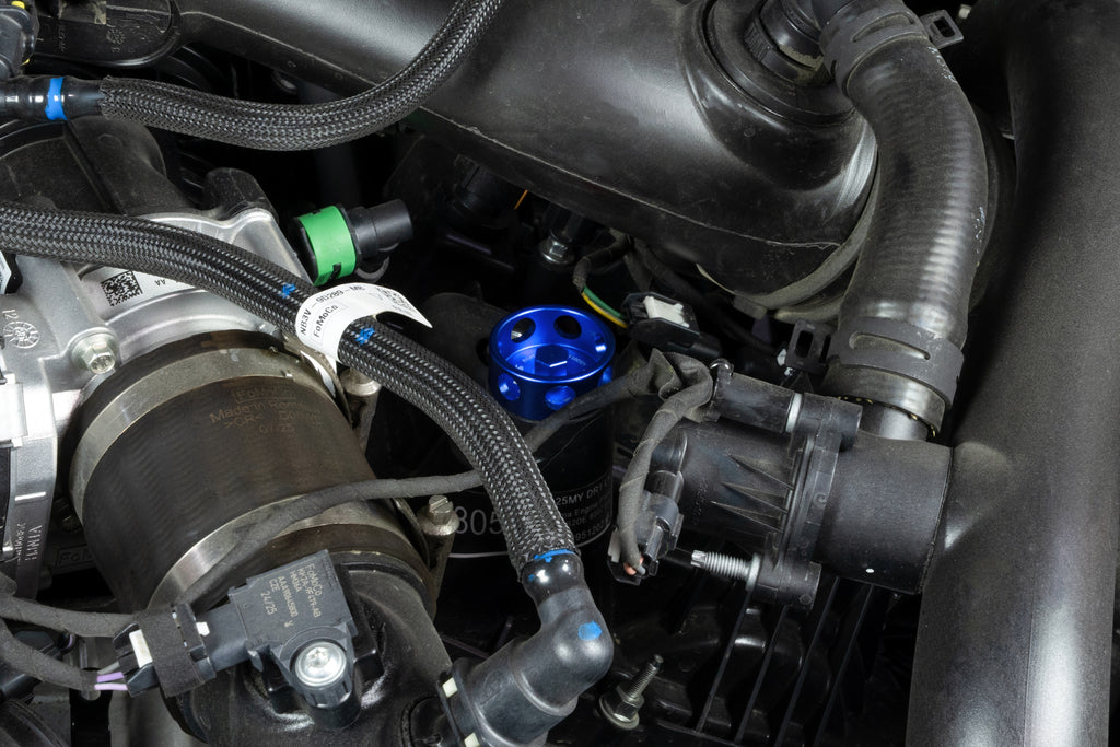 HPS Performance Anodized billet aluminum twist-lock oil cap, 38mm top diameter, 38mm height (5269-110BL)