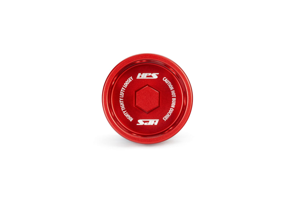 HPS Performance Anodized billet aluminum twist-lock oil cap, 38mm top diameter, 38mm height (5269-110R)