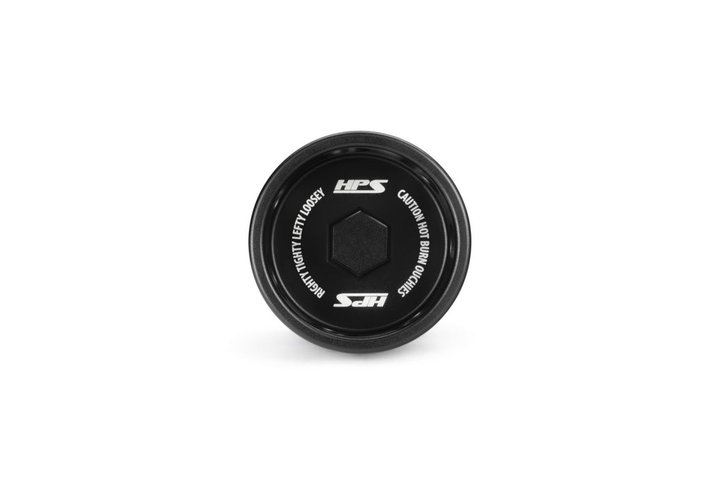 HPS Performance Anodized billet aluminum twist-lock oil cap, 38mm top diameter, 38mm height (5269-110WB)