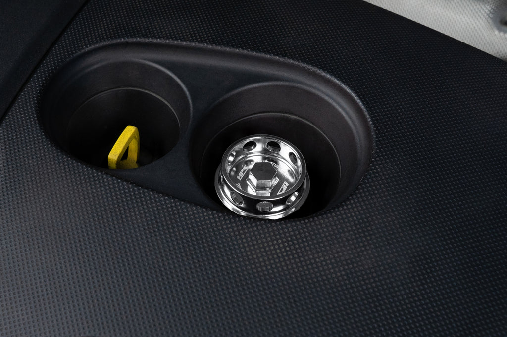 HPS Performance Anodized billet aluminum twist-lock oil cap, 56mm top diameter, 38mm height (5269-111C)