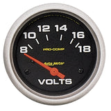 AutoMeter Pro Comp 8-18 Volts Short Sweep Electronic Voltmeter Gauge (5492)