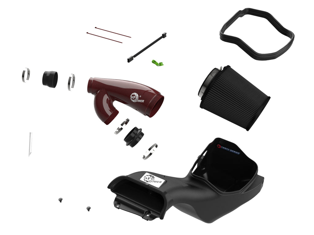 aFe Power 17-24 Ford F-150 Track Series Red Kevlar Carbon Fiber C/A Intake System w/Black Pro 5R Filter (57-10031KR)