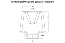 Load image into Gallery viewer, HPS Performance Dual-Cone Air Filter 4" ID, 5-1/2" Element Length, 6-3/4" Overall Length (HPS-4344)