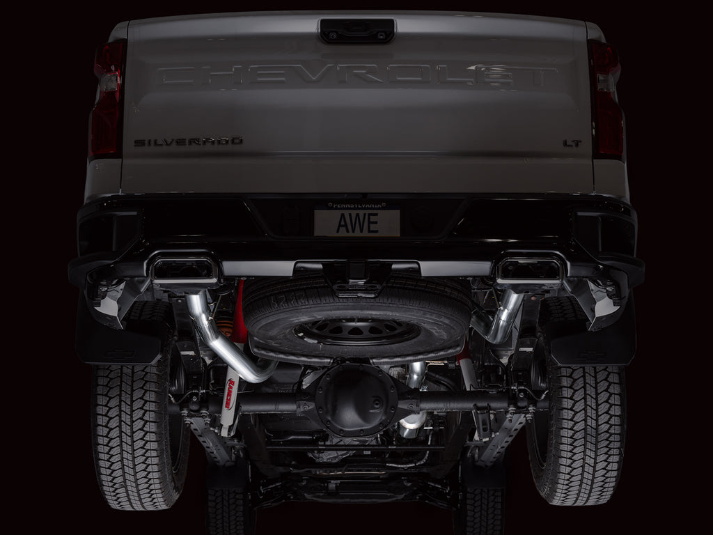 AWE Tuning 4th Gen GM 1500 5.3L 0FG Catback Split Rear Exit (w/ Bumper Cutouts) - OE Tips (3015-31200)