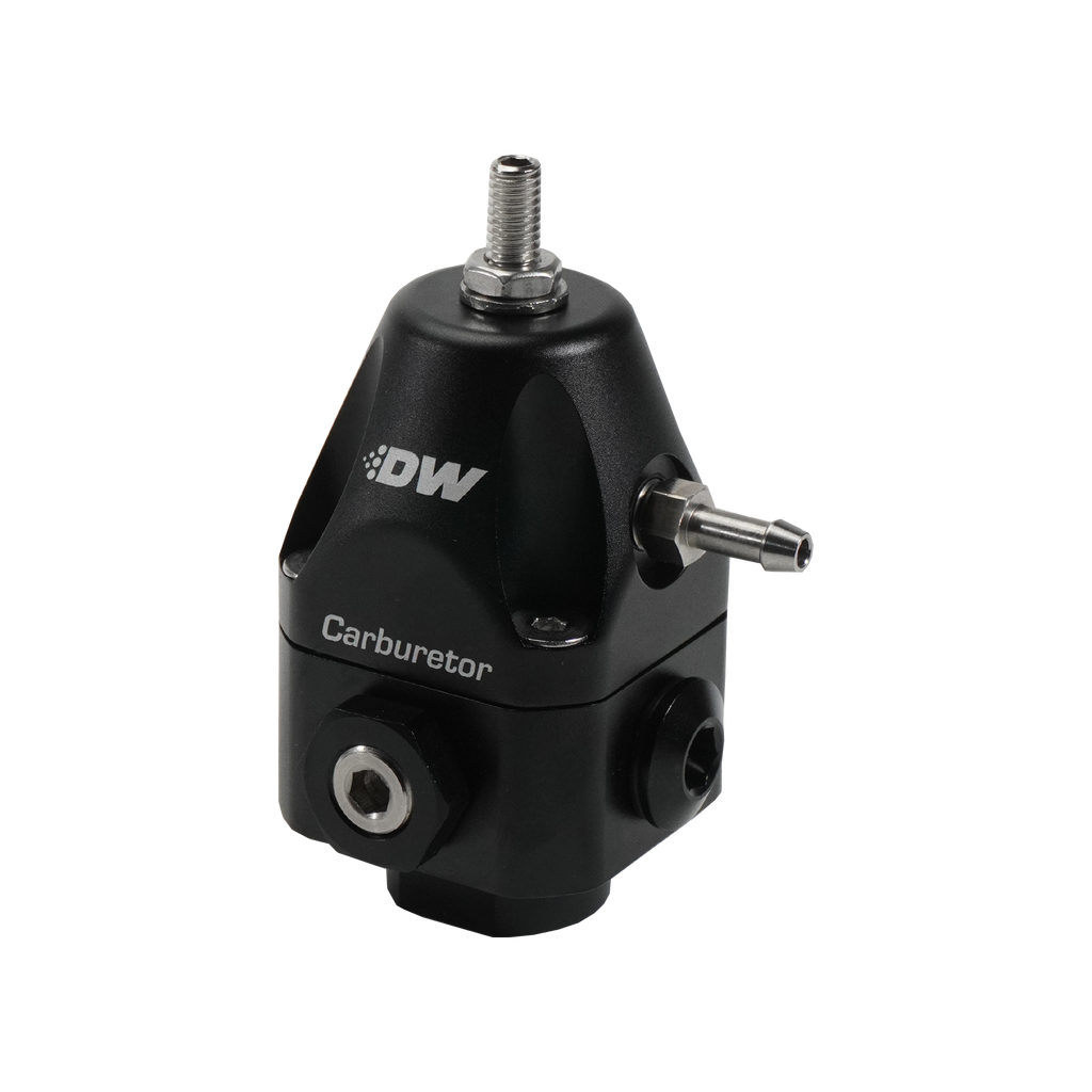 DeatschWerks Compact Carburetor Adjustable Fuel Regulator 6AN x4 Inlets - 6AN Return - Black (6-0550-FRB)