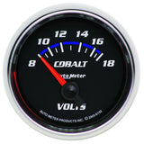 AutoMeter Cobalt 52mm 8-18 Volts Short Sweep Electric Voltmeter Gauge (6192)