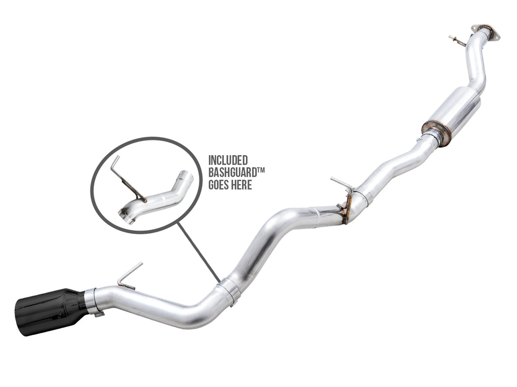 AWE Tuning 2021+ Ford Bronco 0FG Single Rear Exit Exhaust w/Diamond Black Tip & Bash Guard (3015-23789)