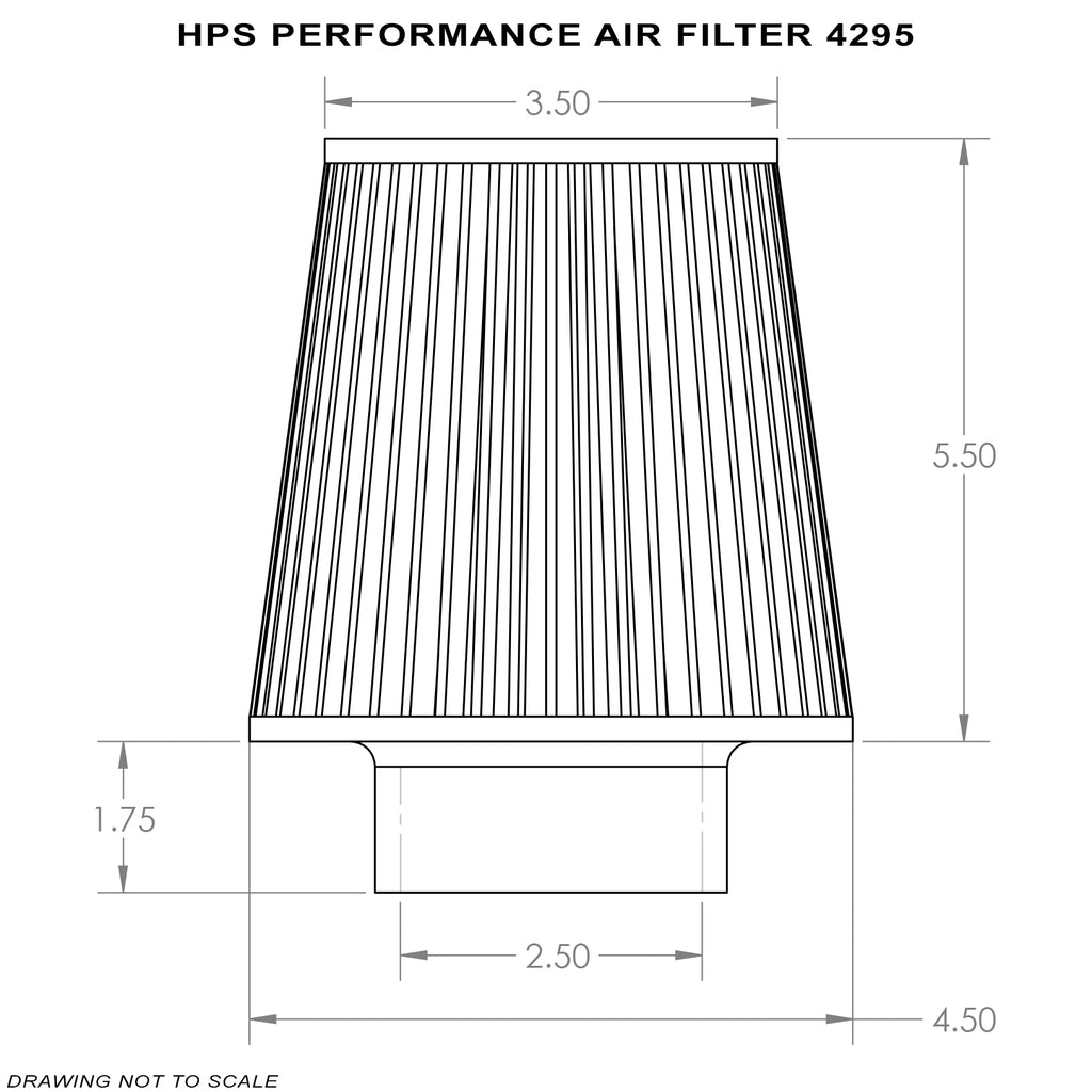 HPS Performance Air Filter 2-1/2" ID, 5-1/2" Element Length, 7-1/4" Overall Length (HPS-4295-RED)
