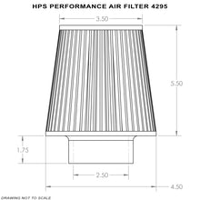 Load image into Gallery viewer, HPS Performance Air Filter 2-1/2" ID, 5-1/2" Element Length, 7-1/4" Overall Length (HPS-4295-RED)