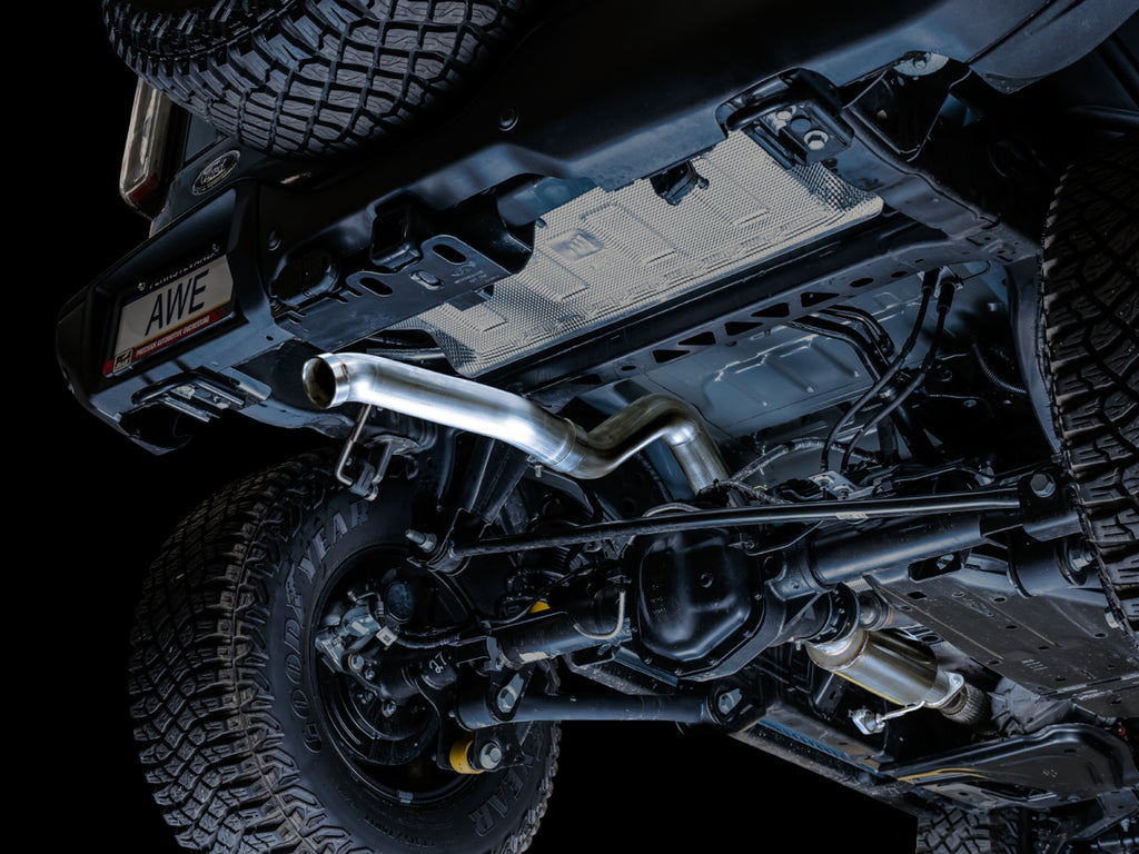 AWE Tuning 2021+ Ford Bronco 0FG Exhaust (No Tips) w/ Bash Guard (3015-21000)